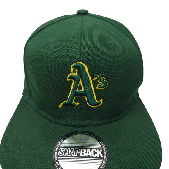 Oakland A's Embroidered Logo Script Snapback Brand Cap MLB Baseball Hat Green - Picture 9 of 14